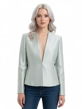 Albert Nipon Light Green Silver Blazer Size 4